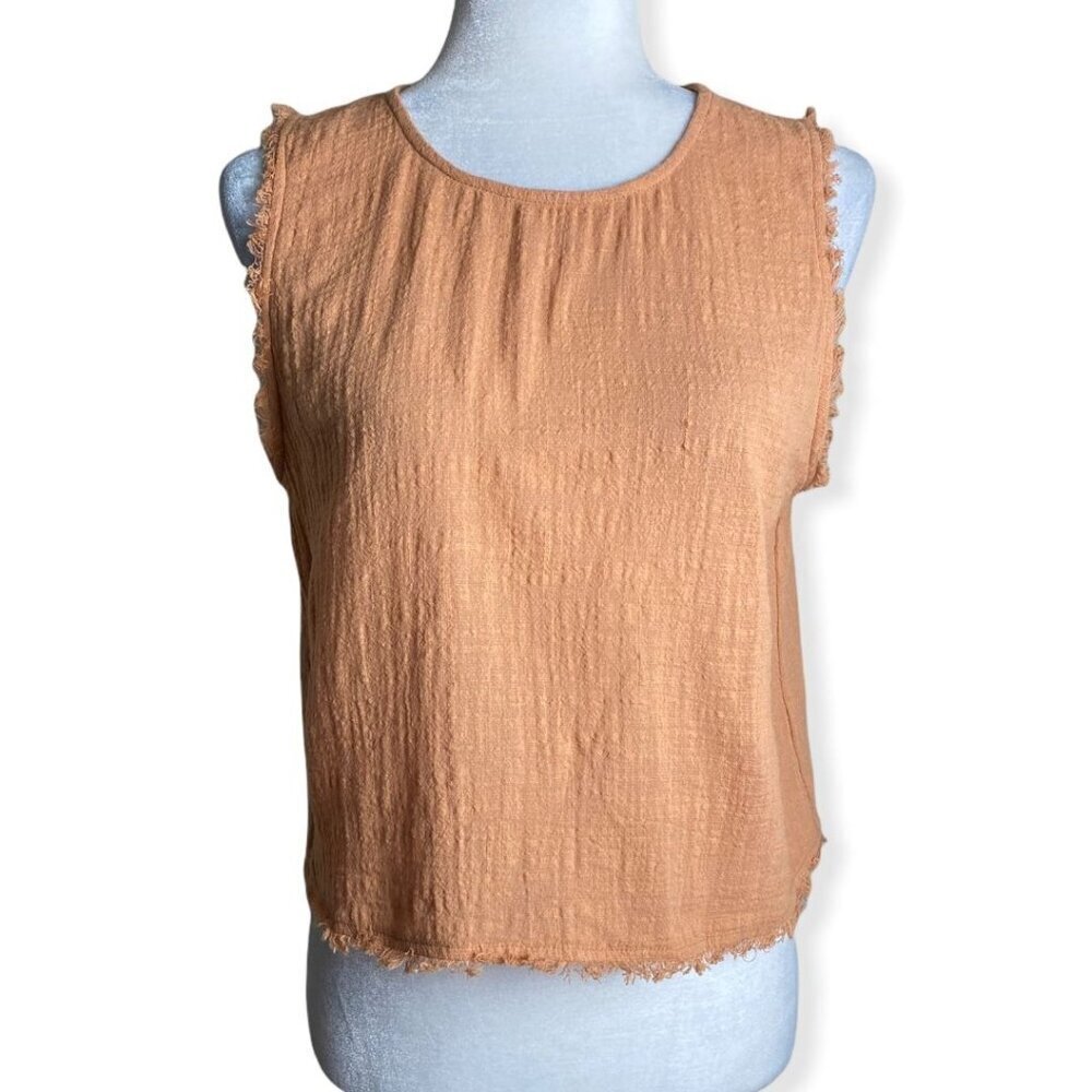 Olivaceous NWT $46 Alice Top in Aragon Orange Sleeveless Crinked Womens Size S